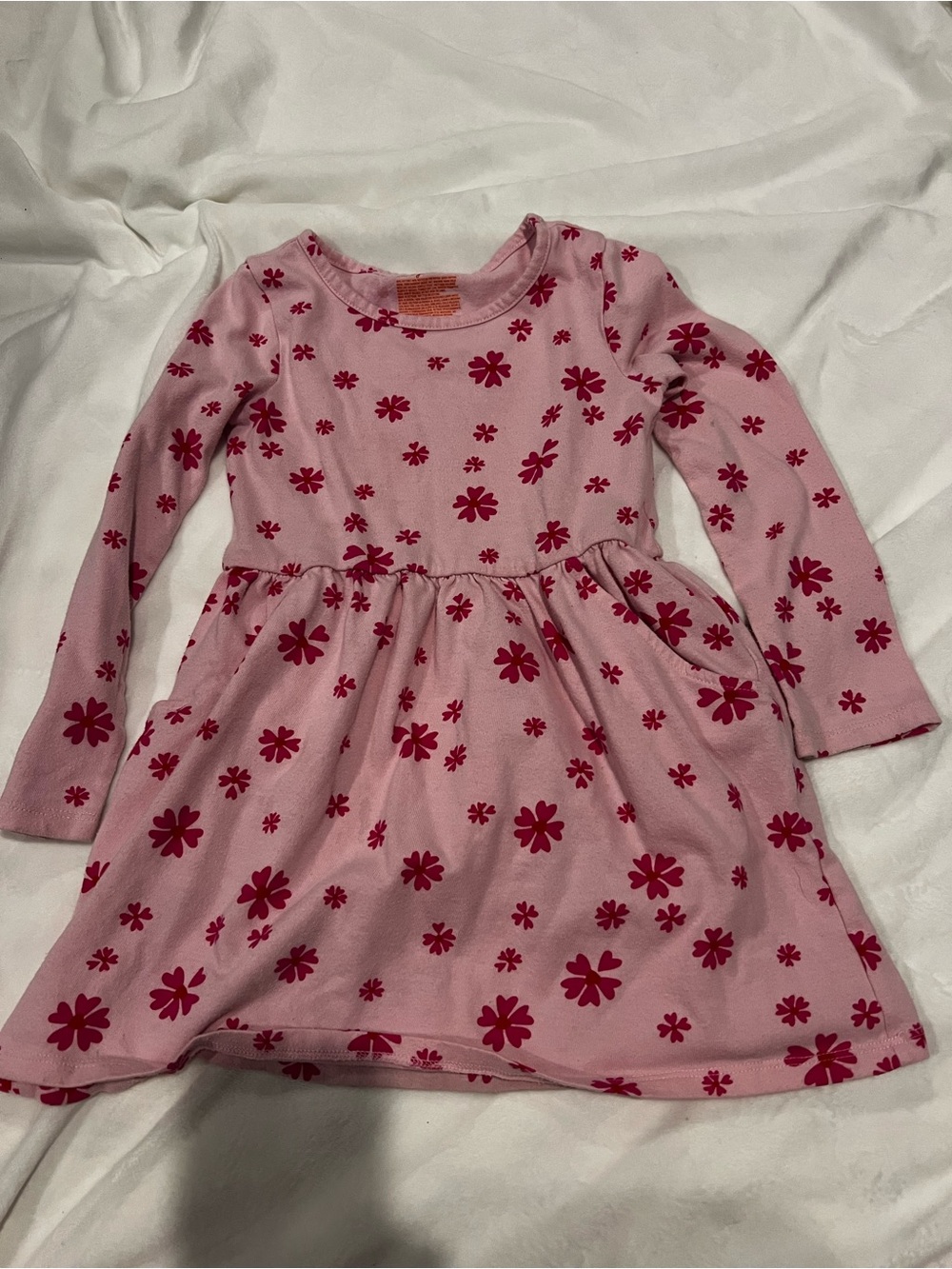 Cat & Jack Pink Floral Long-Sleeve Dress XS 4/5